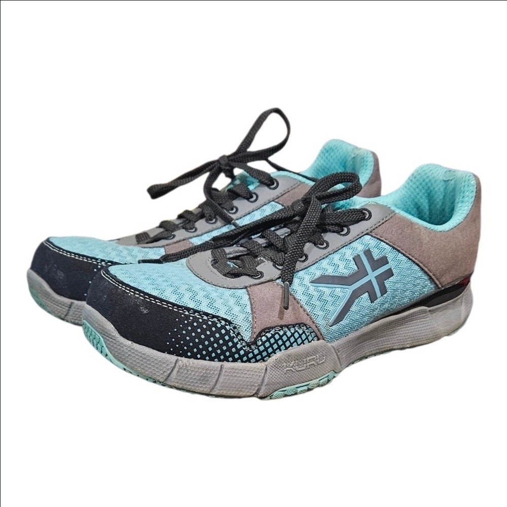 Kuru Quantum Women 9 Wide Grey Glacial Blue Walking Shoes Suede Sneakers Comfort